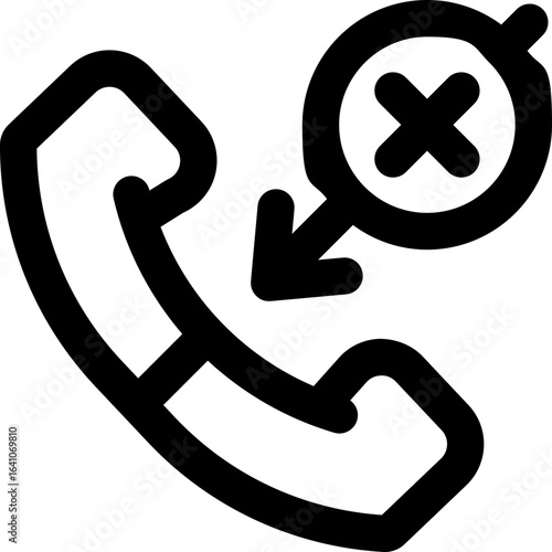 missed call line icon. Clean and minimalist vector icon for websites, mobile apps, presentations, and logos. Fully scalable and customizable for any project.
