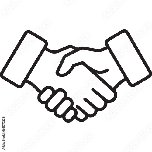 Handshake icon illustration isolated on white background, representing business agreement, partnership, and successful collaboration, a simple and minimal design for corporate use