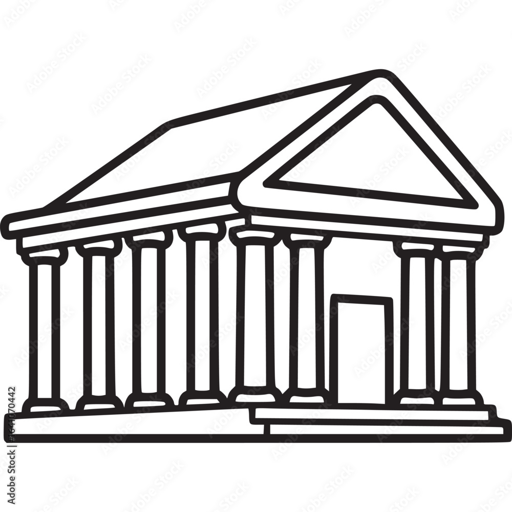 Obraz premium Illustration of a government building with columns, representing architecture, history, and public institutions isolated on white background