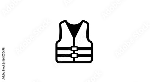  Life jacket icon in black and white.