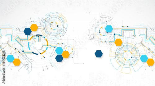 Abstract background. Scientific and technological concept with the use of technical elements formed in the shape of a circle. Vector