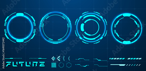 Set circle or rounded technology sci-fi and futuristic