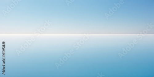 A minimalist composition featuring a gradient blue sky and a white horizon line.