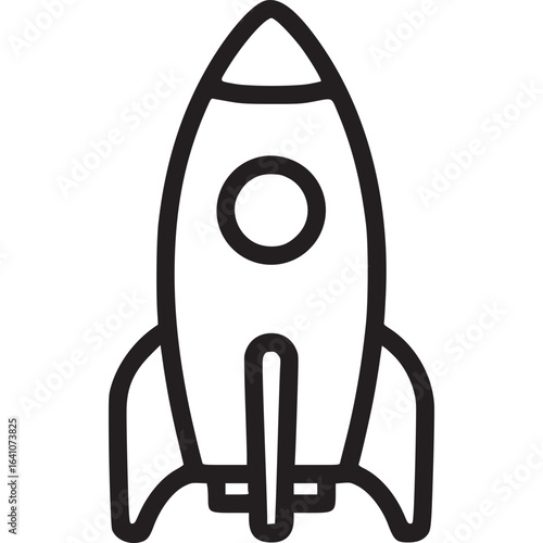 Illustration of a rocket, symbolizing space travel, scientific exploration, and technological advancement, isolated on white background for easy use in various designs