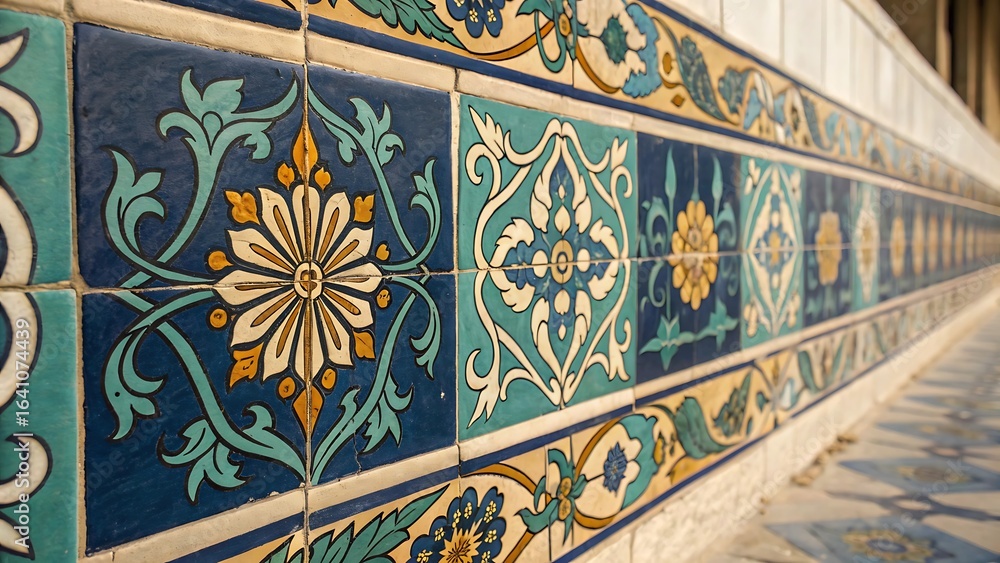 Obraz premium Ornate floral tile wall pattern ceramic mosaic