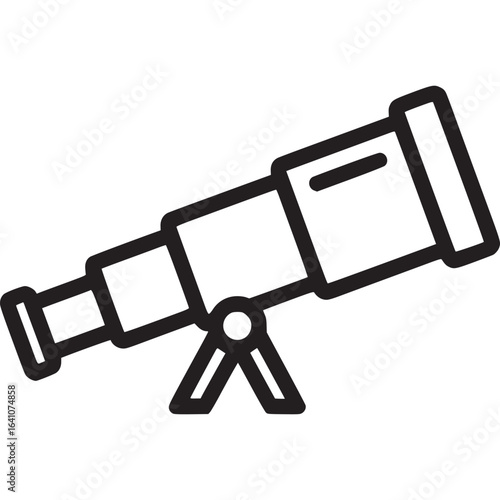 Illustration of a telescope for astronomical observation, isolated on white background, representing science, exploration, and the discovery of distant celestial objects