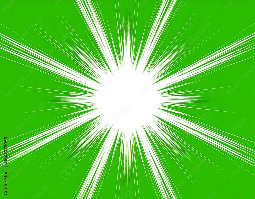 Obraz premium Bright green background with radiating white lines