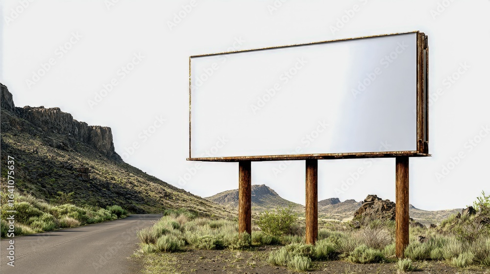 Obraz premium Blank Billboard Mockup in Desert Landscape for Advertising Campaign or Creative Outdoor Design