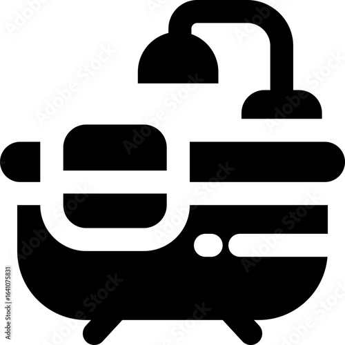 bath glyph icon. Strong and solid vector icon for websites, mobile interfaces, presentations, and visual branding. High quality and easy to edit.