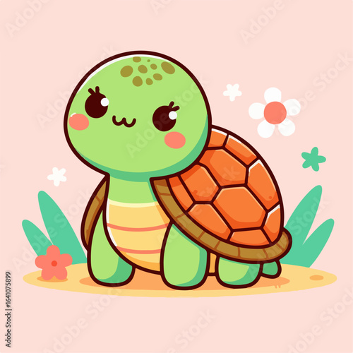 cute turtle flat illustration