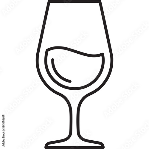 Wine glass icon isolated on white background, a simple and elegant representation of a drink, alcohol, or beverage often served in restaurants, bars, and celebrations, with a transparent design
