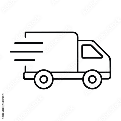 Express Delivery Truck Line Art Vector Icon Isolated on White