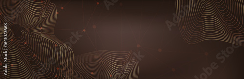 Abstract Music background. Big Data Particle Flow Visualisation chemical industry. Science infographic futuristic illustration. Sound wave. Premium background design with mocha mousse sound wave