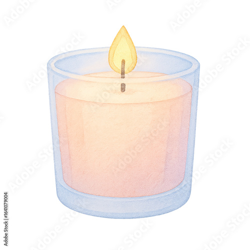 Pastel Watercolor Scented Candle in Glass PNG
