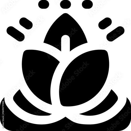 lotus glyph icon. Strong and solid vector icon for websites, mobile interfaces, presentations, and visual branding. High quality and easy to edit.