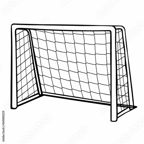 Soccer goal with net on white background football goal