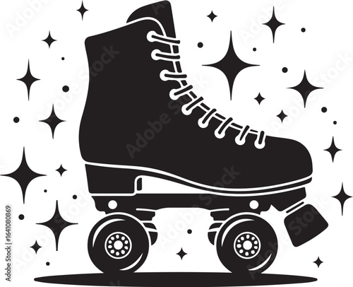 Retro Polka Dot Roller Skate Silhouette – Vintage Inline Skate Vector