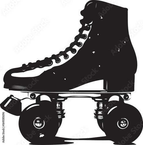 Retro Polka Dot Roller Skate Silhouette – Vintage Inline Skate Vector