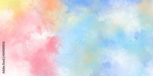 Abstract background with blue and pink watercolor paint. abstract color powder explosion on white background. Freeze motion of dust splash. Artwork for creative banner, card, template, design vector.	