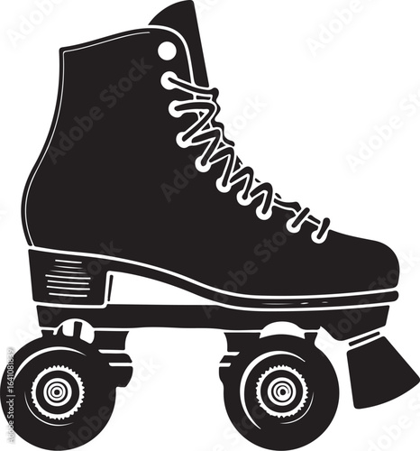 Retro Polka Dot Roller Skate Silhouette – Vintage Inline Skate Vector