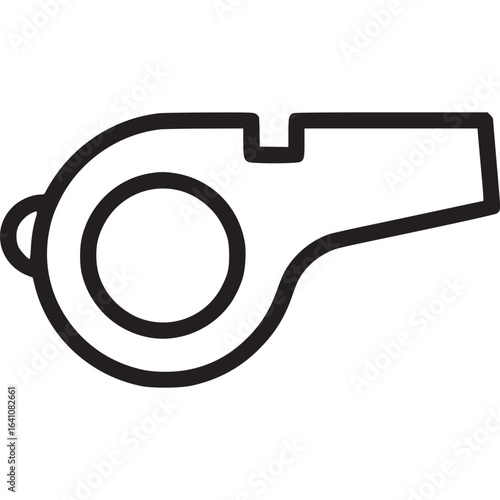 Whistle icon isolated on white background, a symbol of sport, referee, and safety, representing the equipment used for signaling and commanding attention in various activities