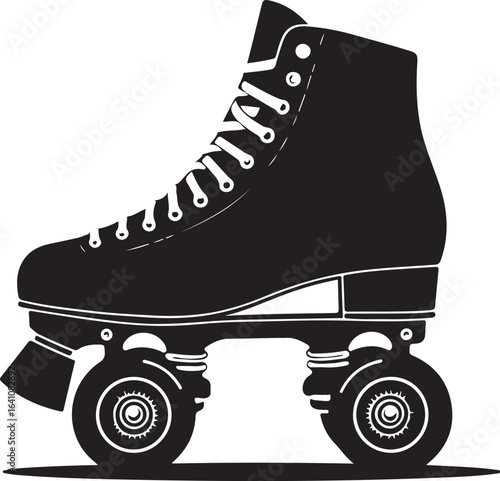 Retro Polka Dot Roller Skate Silhouette – Vintage Inline Skate Vector