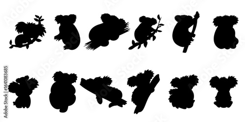 koala animal silhouette elements collection