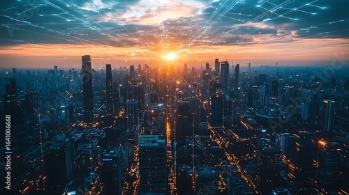 Wallpaper Mural A satellite view of a smart megacity powered by IoT and blockchain  Torontodigital.ca