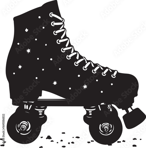 Retro Polka Dot Roller Skate Silhouette – Vintage Inline Skate Vector