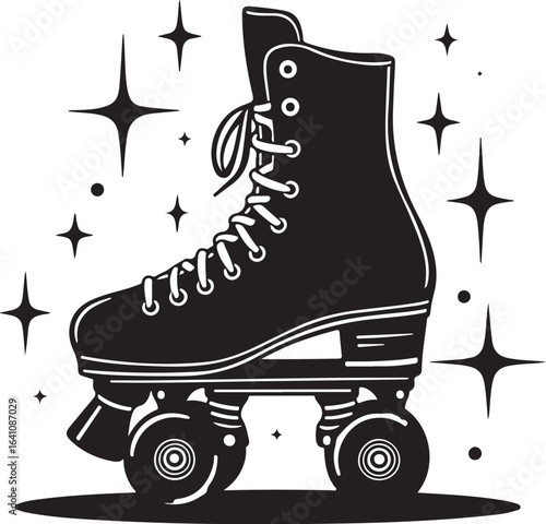 Retro Polka Dot Roller Skate Silhouette – Vintage Inline Skate Vector