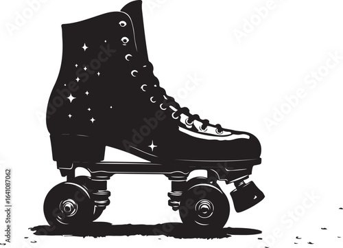 Retro Polka Dot Roller Skate Silhouette – Vintage Inline Skate Vector