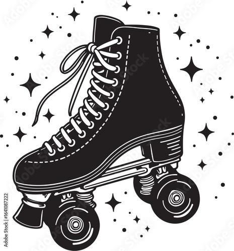 Retro Polka Dot Roller Skate Silhouette – Vintage Inline Skate Vector