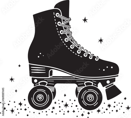 Retro Polka Dot Roller Skate Silhouette – Vintage Inline Skate Vector