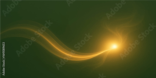 Abstract green background with flowing lines and glowing wave patterns