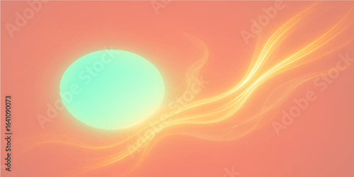 Bright and colorful abstract background with a vibrant orange, yellow, and red wave of energy creating a fiery motion design
