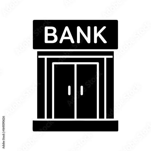 Closed bank doors in solid style symbolizing financial inaccessibility