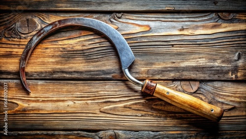 Double Exposure Macro: Sickle Slice on Wood - Flat Lay Product Photography
