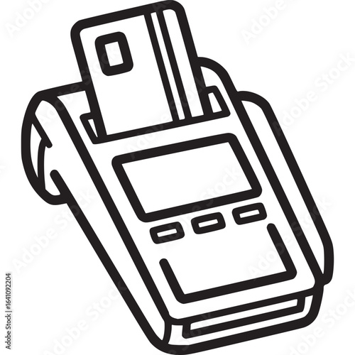 Pos terminal with credit card vector icon isolated on white background, representing electronic payment, finance, and cashless transactions for retail and online shopping