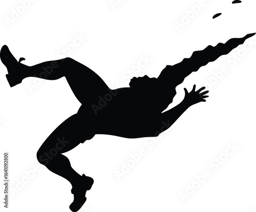 Black vector silhouette of an athletic man jumping in a competitive sprint