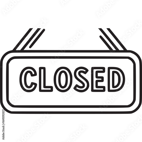 Closed icon vector illustration symbol design graphic business shop store market retail door template element line art outline drawing isolated on white background