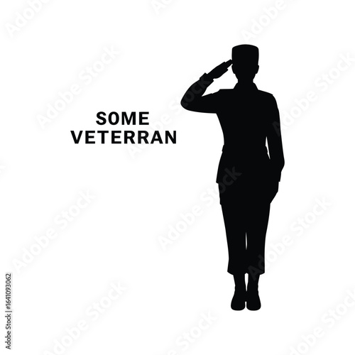 Saluting Veteran Silhouette Military Honor Respect Remembrance Veterans Day
