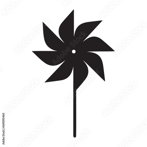 "Black Pinwheel Toy Icon Vector Isolated on White Background"