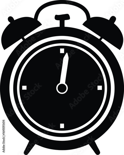 Beautiful Black Alarm Clock Vector Illustration Silhouette