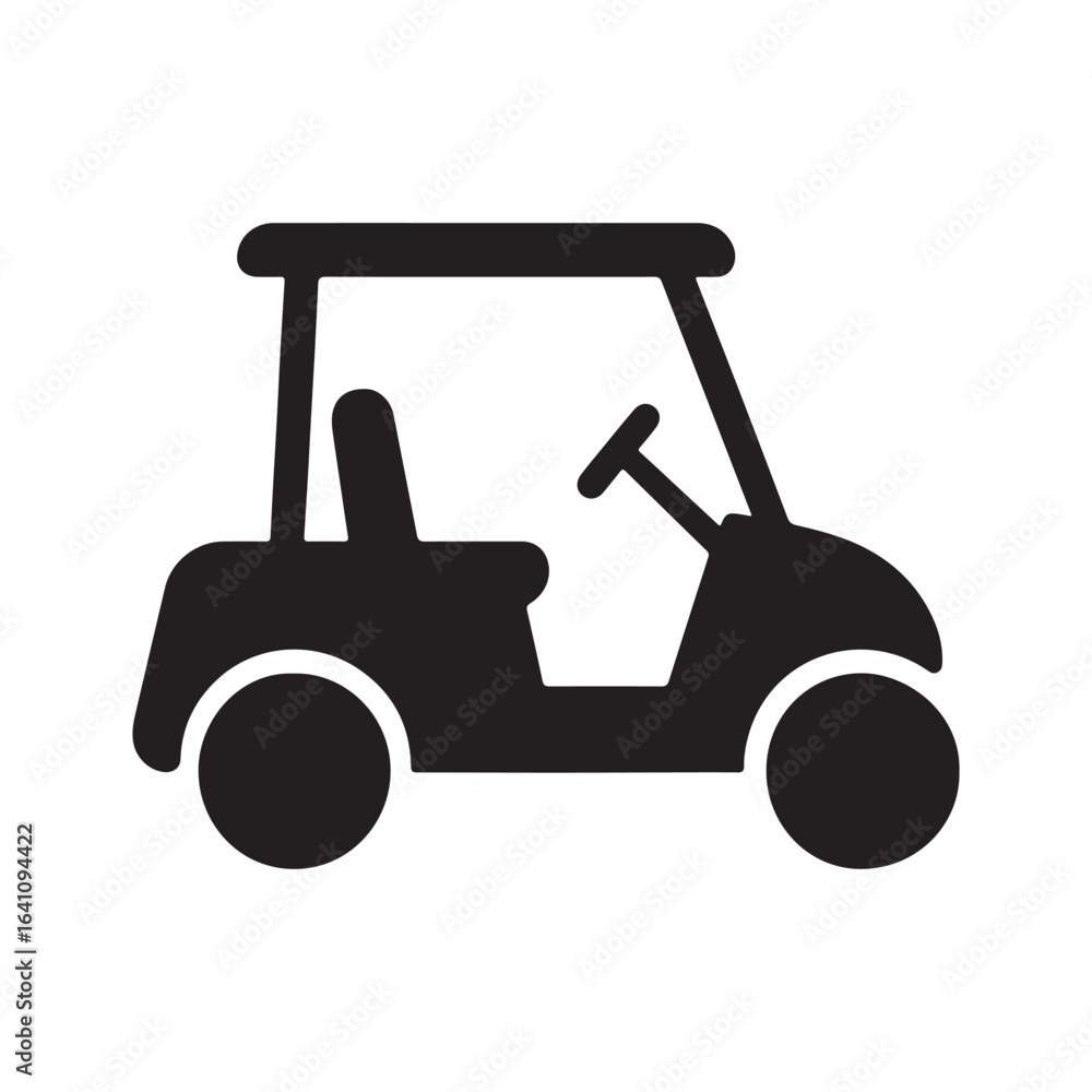 Fototapeta premium Golf Cart Silhouette Icon Vector Illustration Isolated on White Background