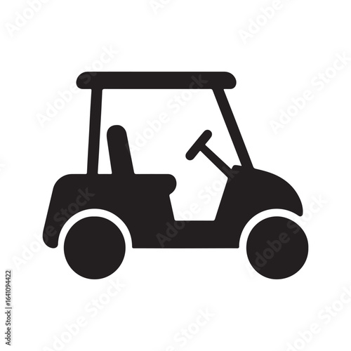 Golf Cart Silhouette Icon Vector Illustration Isolated on White Background

