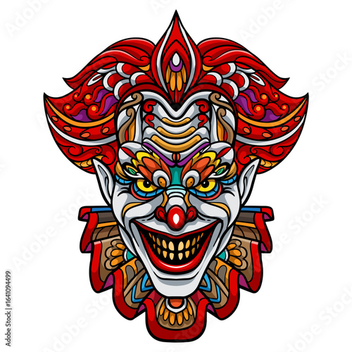 Colorful clown  mandala arts isolated on white background