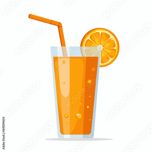 Refreshing Orange Beverage with a Straw and Citrus Slice Ready for Enjoyment on a Bright Day