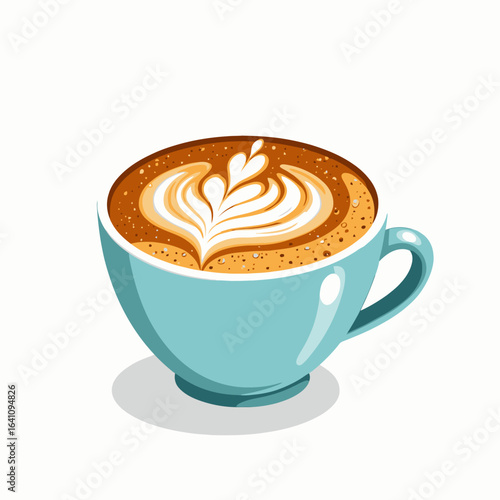 A Beautiful Cup of Coffee with Intricate Latte Art, Showcasing Creamy Textures and Rich Aroma for a Perfect Morning Experience