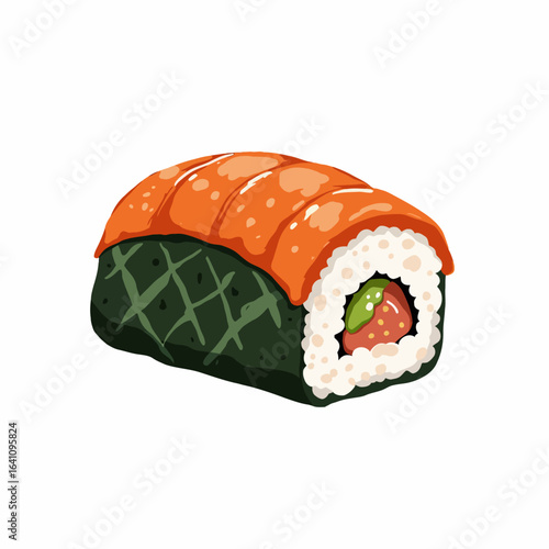 Delicious sushi roll featuring vibrant salmon and fresh ingredients wrapped in seaweed, perfect for sushi lovers craving authentic Japanese cuisine.