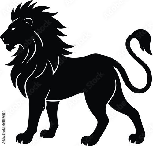 Lion glyph and line vector illustration